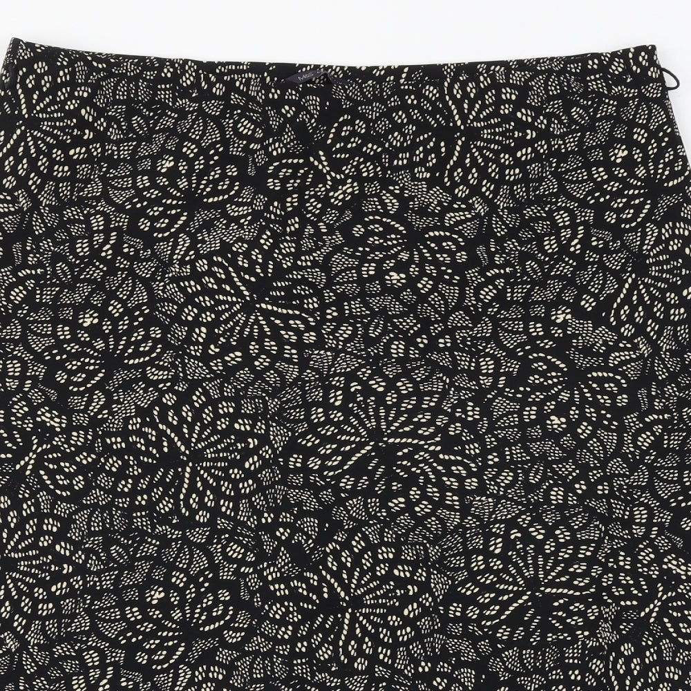 Marks and Spencer Womens Black Geometric Polyester Swing Skirt Size 16