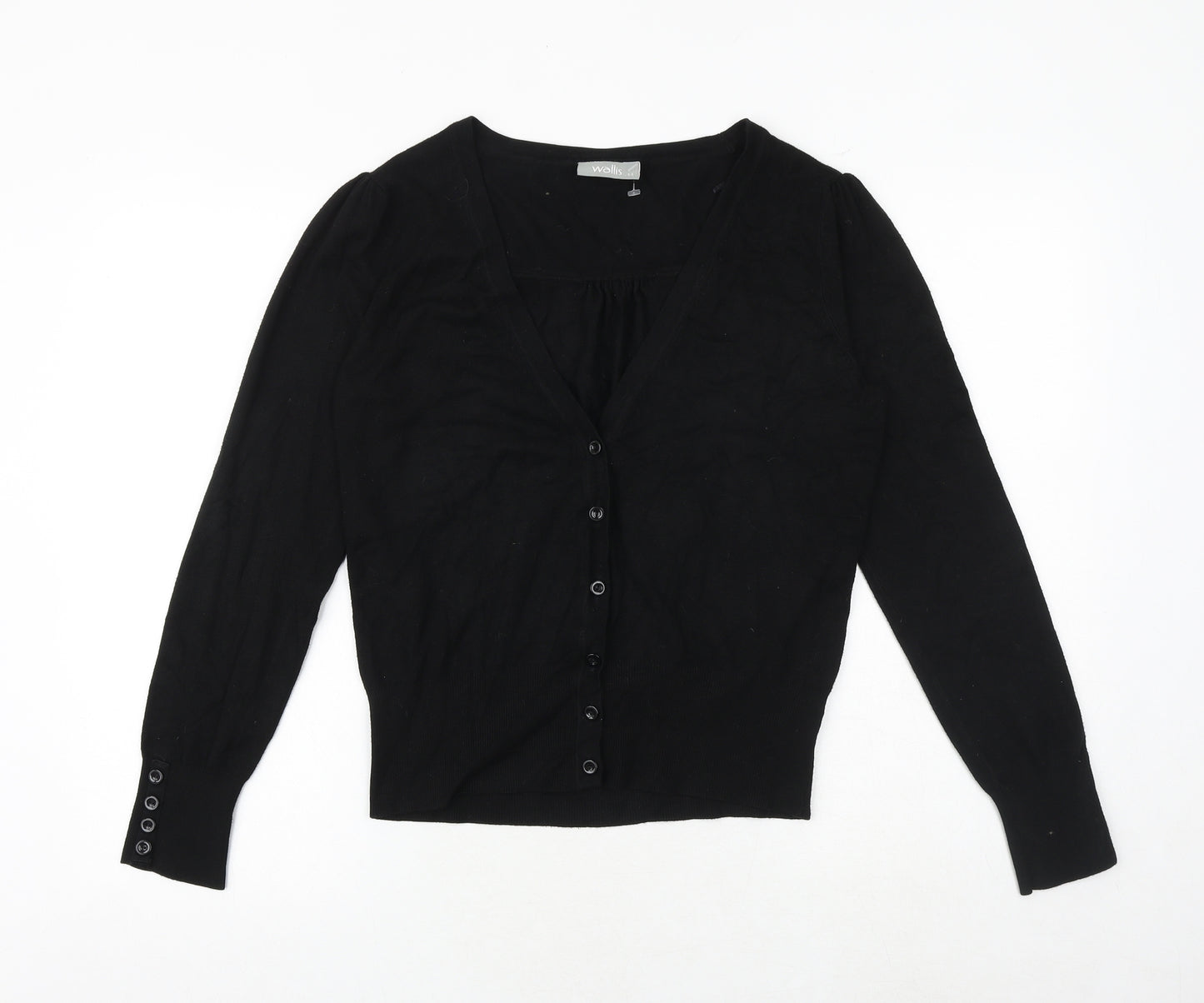 Wallis Womens Black V-Neck Viscose Cardigan Jumper Size 14