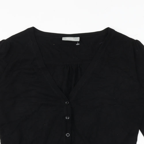 Wallis Womens Black V-Neck Viscose Cardigan Jumper Size 14