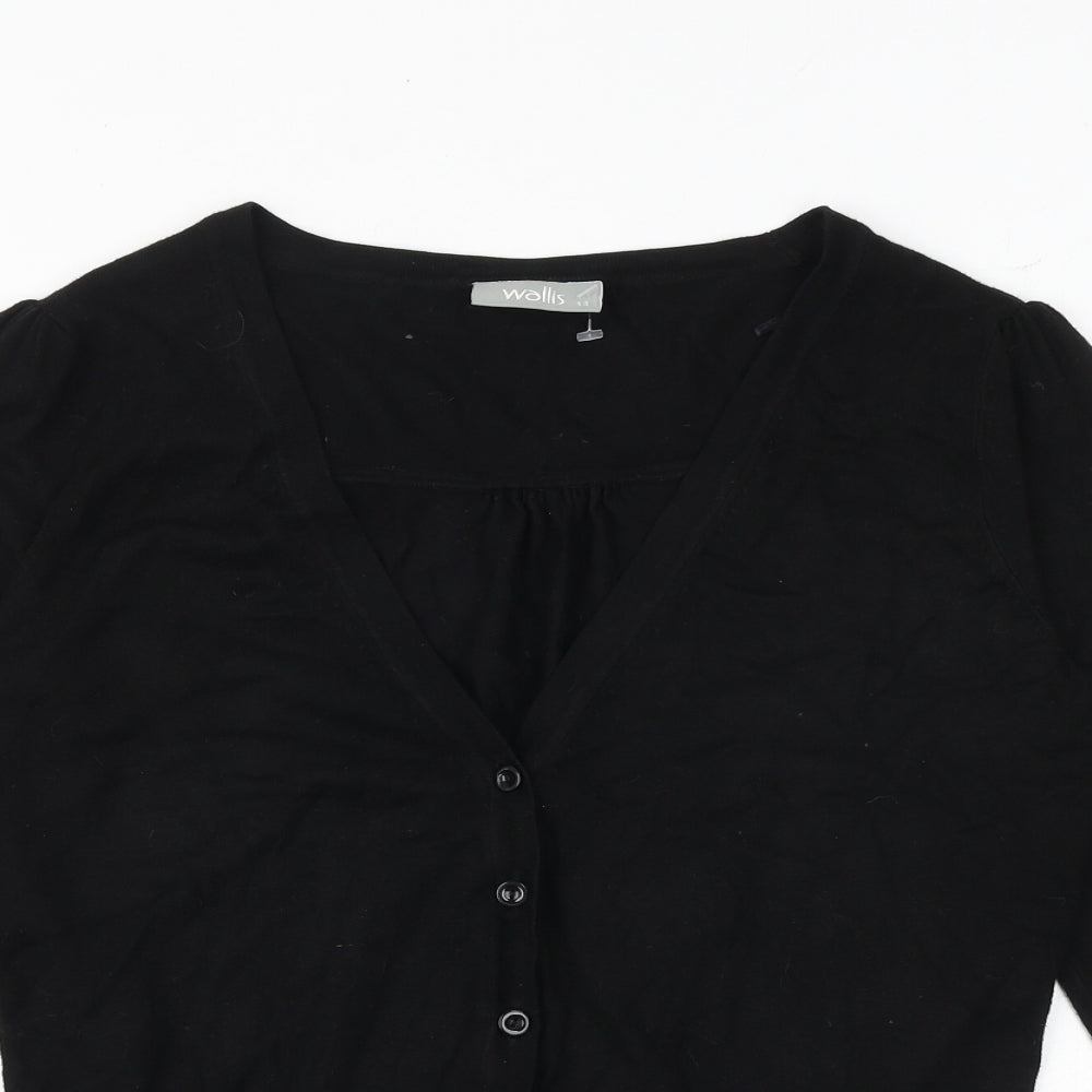 Wallis Womens Black V-Neck Viscose Cardigan Jumper Size 14