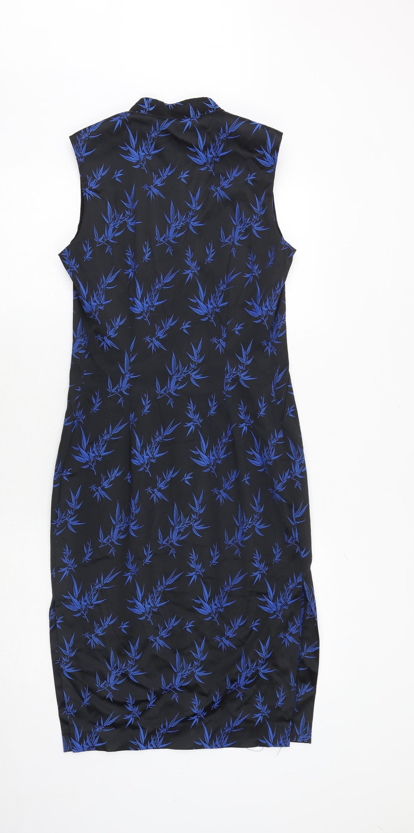 River Island Womens Black Geometric Polyester A-Line Size 10 V-Neck Pullover