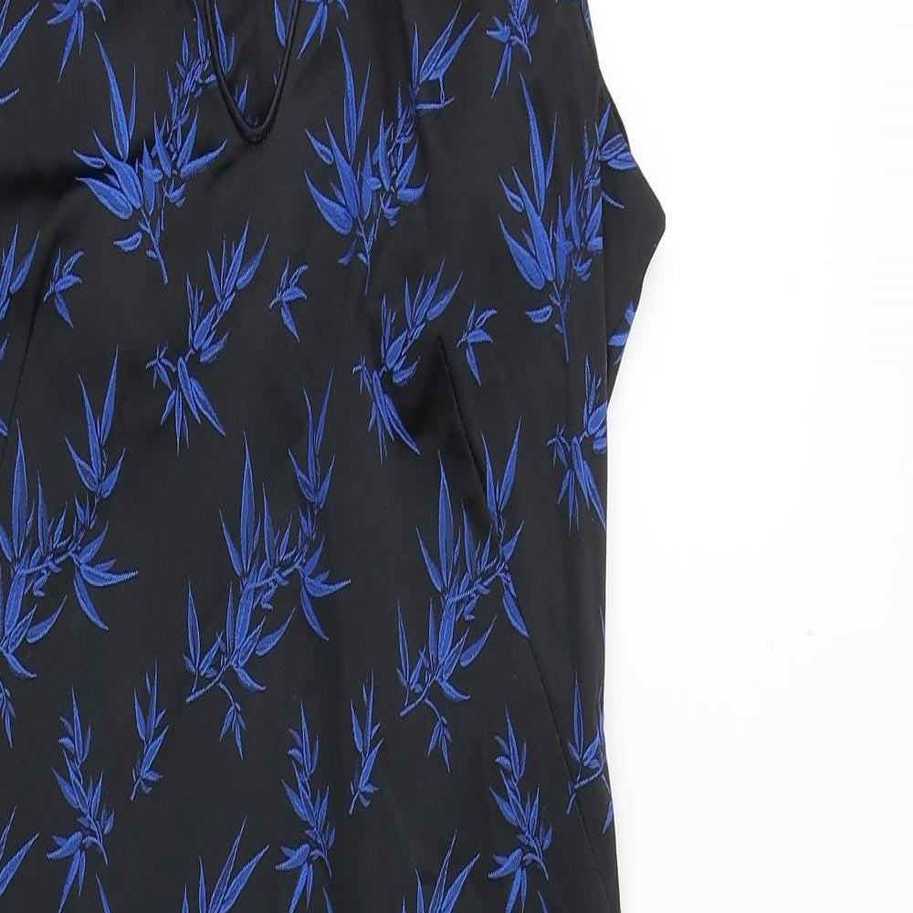 River Island Womens Black Geometric Polyester A-Line Size 10 V-Neck Pullover