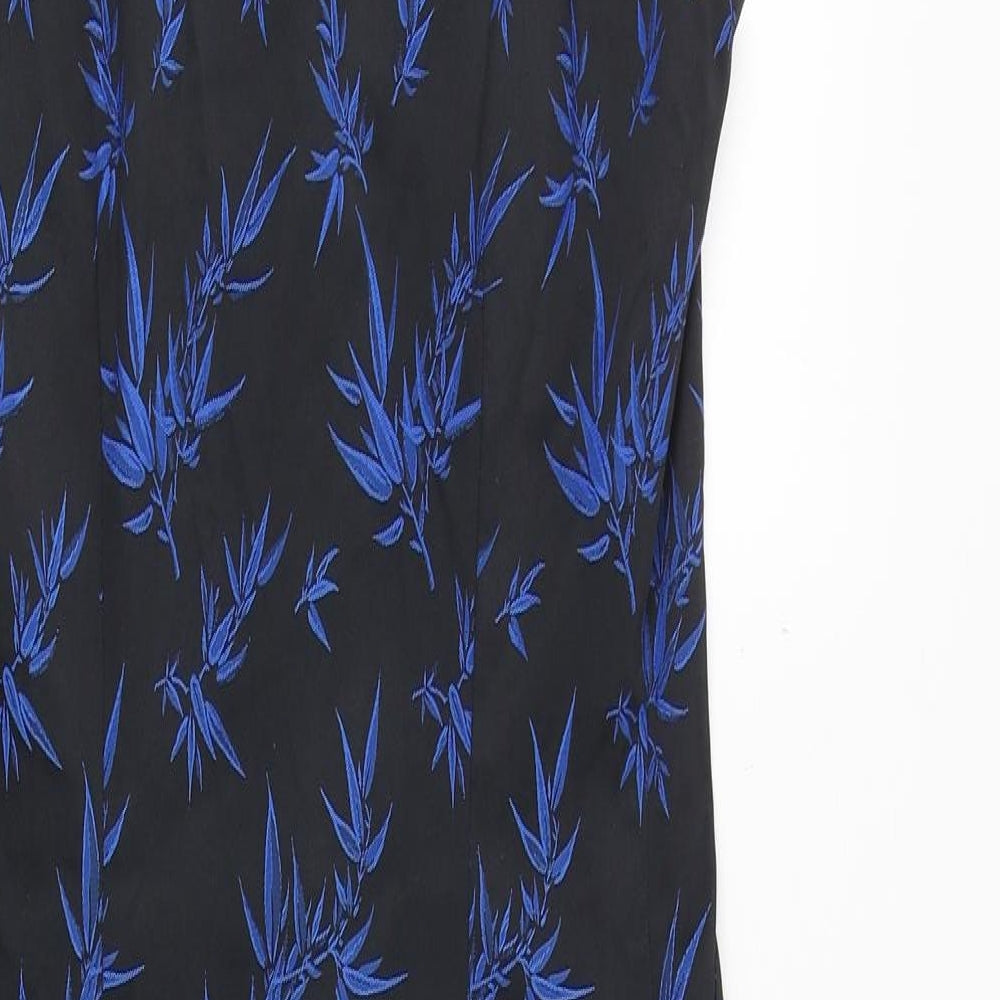 River Island Womens Black Geometric Polyester A-Line Size 10 V-Neck Pullover