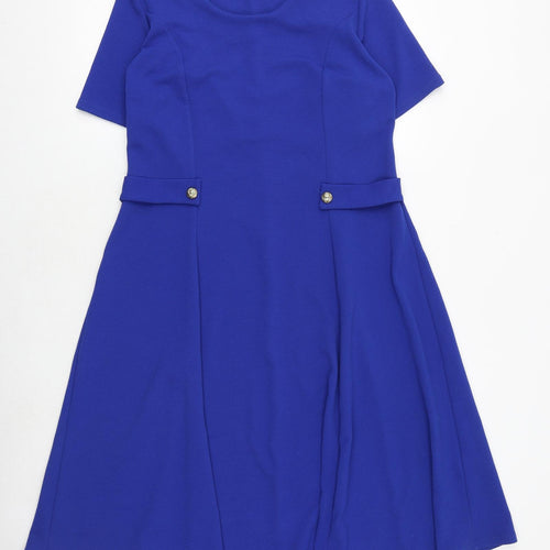 Amber Womens Blue Polyester Trapeze & Swing Size 16 Round Neck Pullover