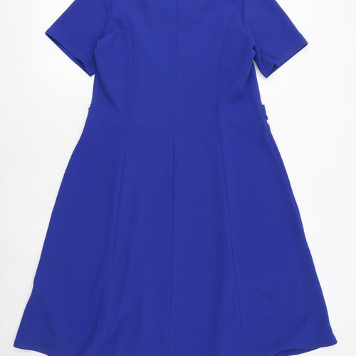 Amber Womens Blue Polyester Trapeze & Swing Size 16 Round Neck Pullover
