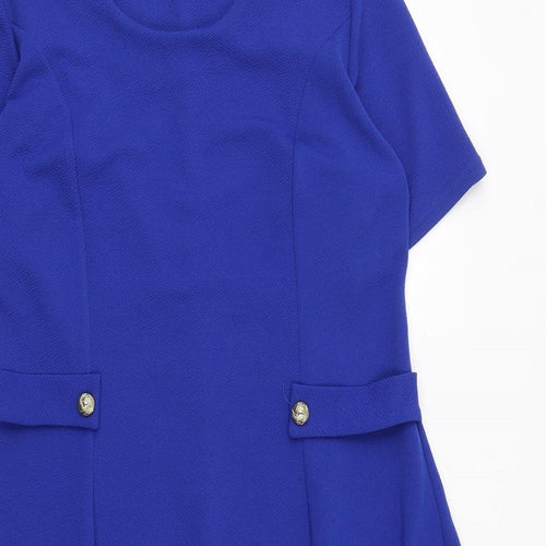 Amber Womens Blue Polyester Trapeze & Swing Size 16 Round Neck Pullover