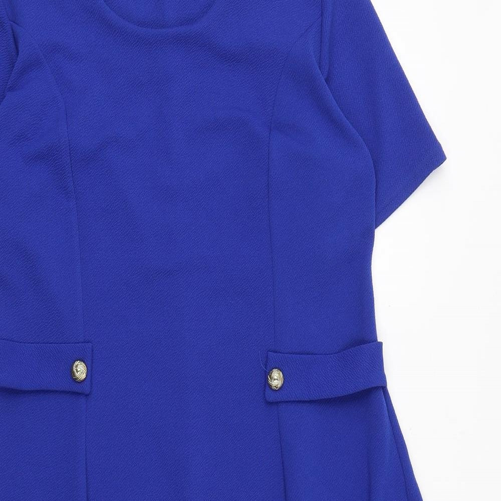 Amber Womens Blue Polyester Trapeze & Swing Size 16 Round Neck Pullover