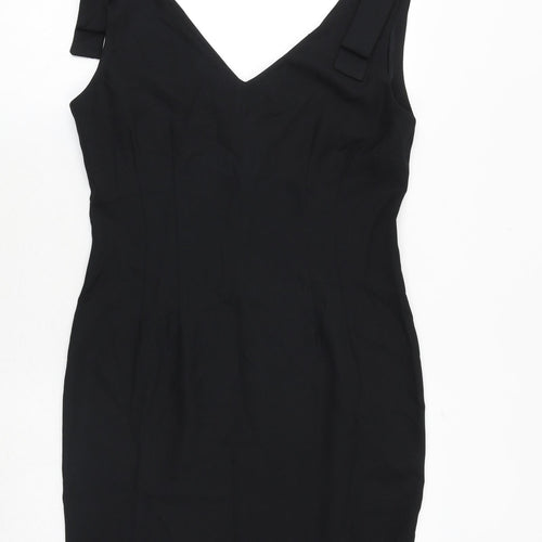 Jessica Howard Womens Black Polyester A-Line Size 12 V-Neck Zip