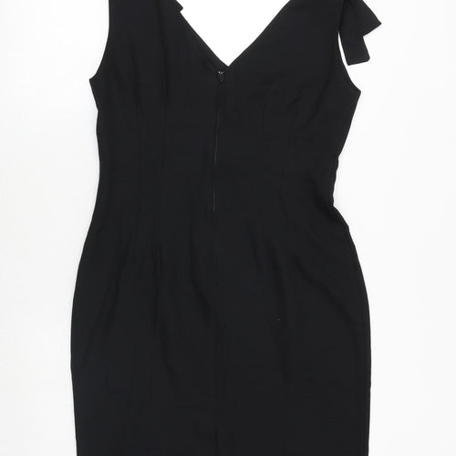 Jessica Howard Womens Black Polyester A-Line Size 12 V-Neck Zip