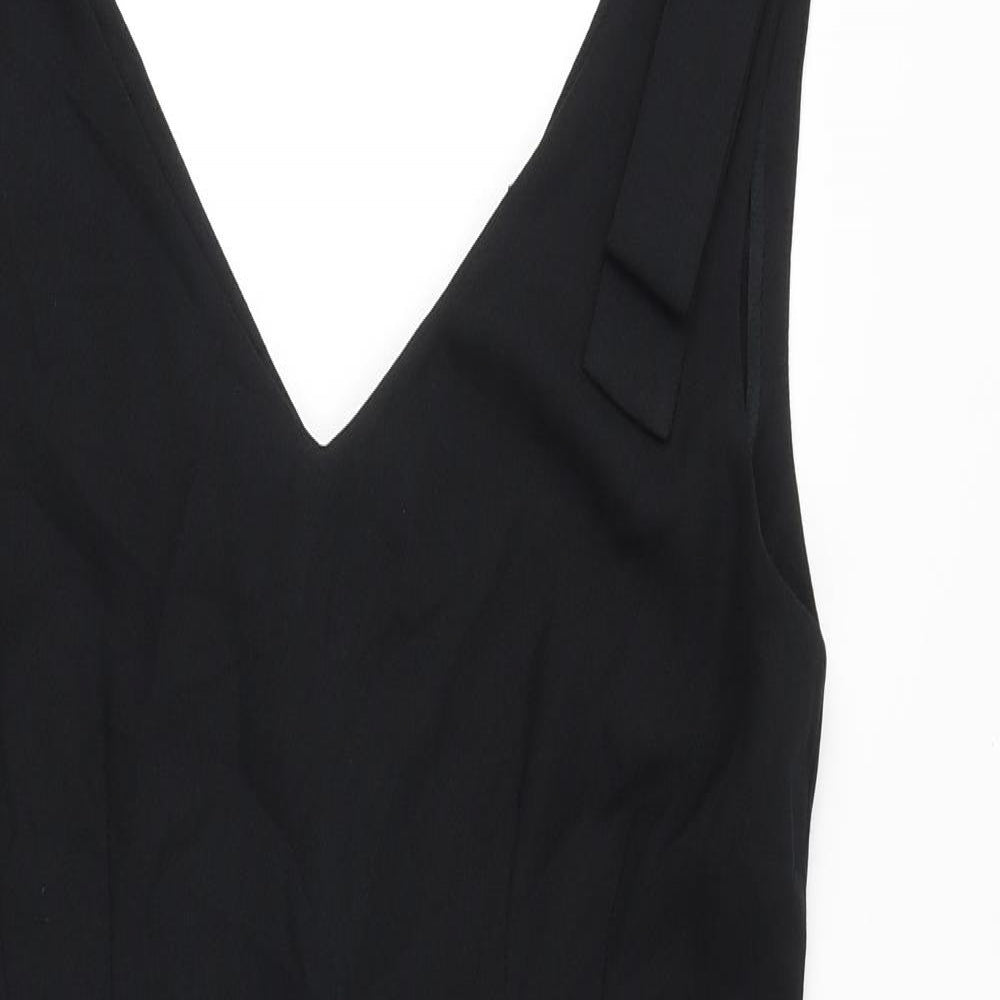 Jessica Howard Womens Black Polyester A-Line Size 12 V-Neck Zip