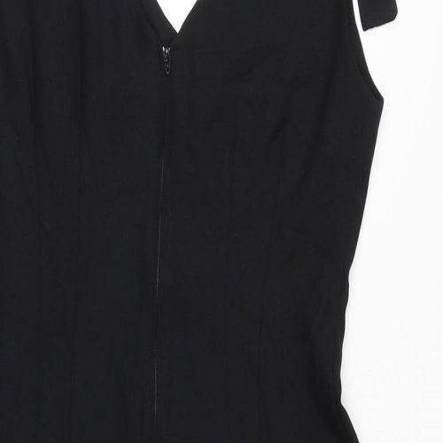 Jessica Howard Womens Black Polyester A-Line Size 12 V-Neck Zip