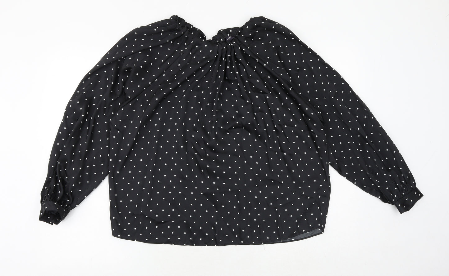 Marks and Spencer Womens Black Polka Dot Polyester Basic Blouse Size 8 Round Neck