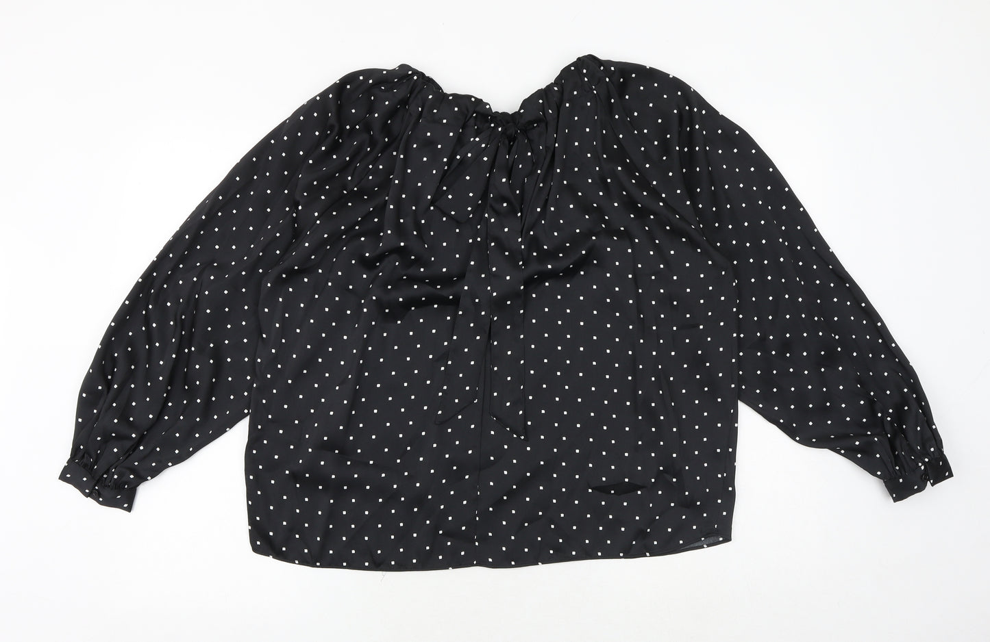 Marks and Spencer Womens Black Polka Dot Polyester Basic Blouse Size 8 Round Neck