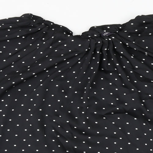 Marks and Spencer Womens Black Polka Dot Polyester Basic Blouse Size 8 Round Neck
