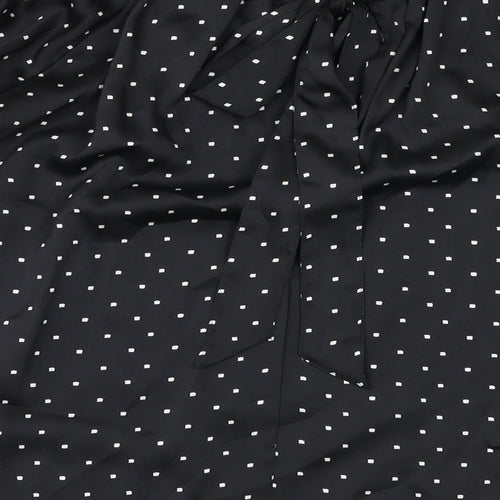 Marks and Spencer Womens Black Polka Dot Polyester Basic Blouse Size 8 Round Neck