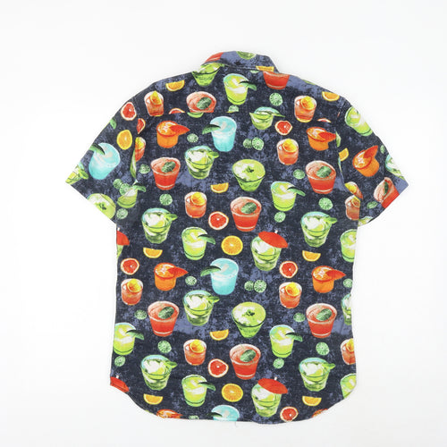 DC Mens Multicoloured Geometric Cotton Button-Up Size S Collared Button - Cocktail Print