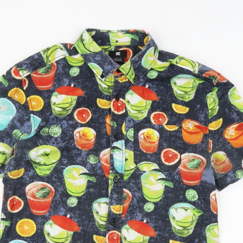 DC Mens Multicoloured Geometric Cotton Button-Up Size S Collared Button - Cocktail Print