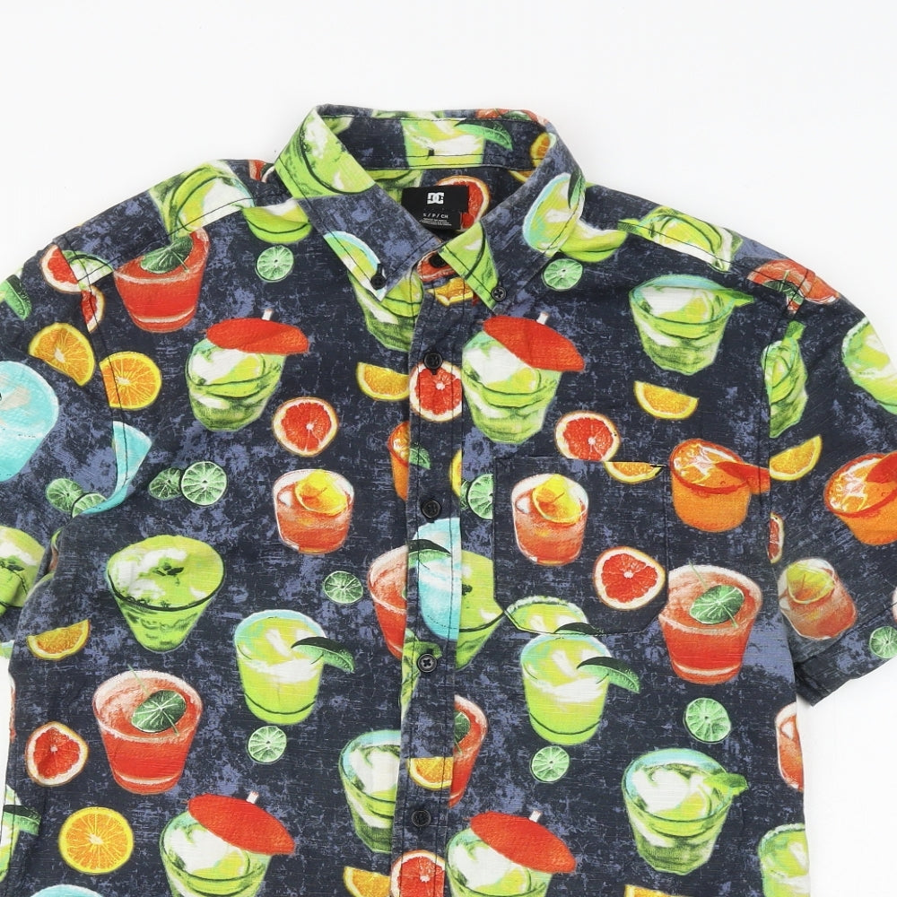 DC Mens Multicoloured Geometric Cotton Button-Up Size S Collared Button - Cocktail Print