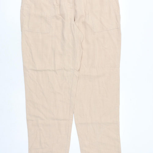 Per Una Womens Pink Flax Trousers Size 12 Extra-Slim Zip