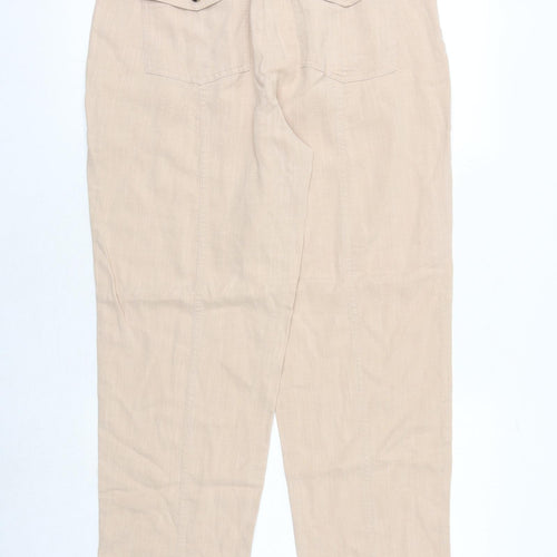Per Una Womens Pink Flax Trousers Size 12 Extra-Slim Zip