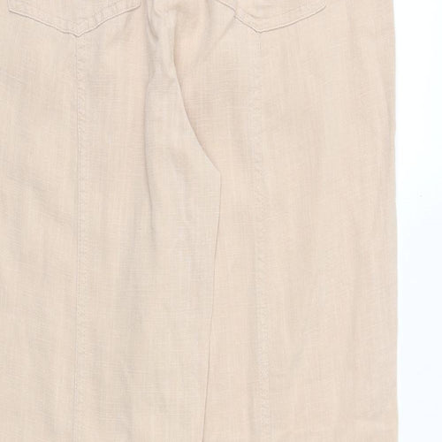 Per Una Womens Pink Flax Trousers Size 12 Extra-Slim Zip