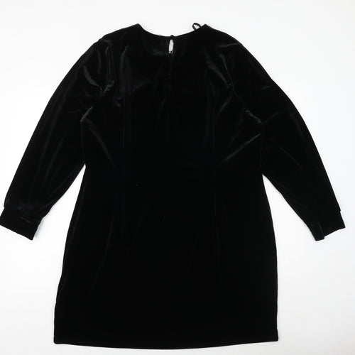 Marks and Spencer Womens Black Polyester A-Line Size 18 Round Neck Zip