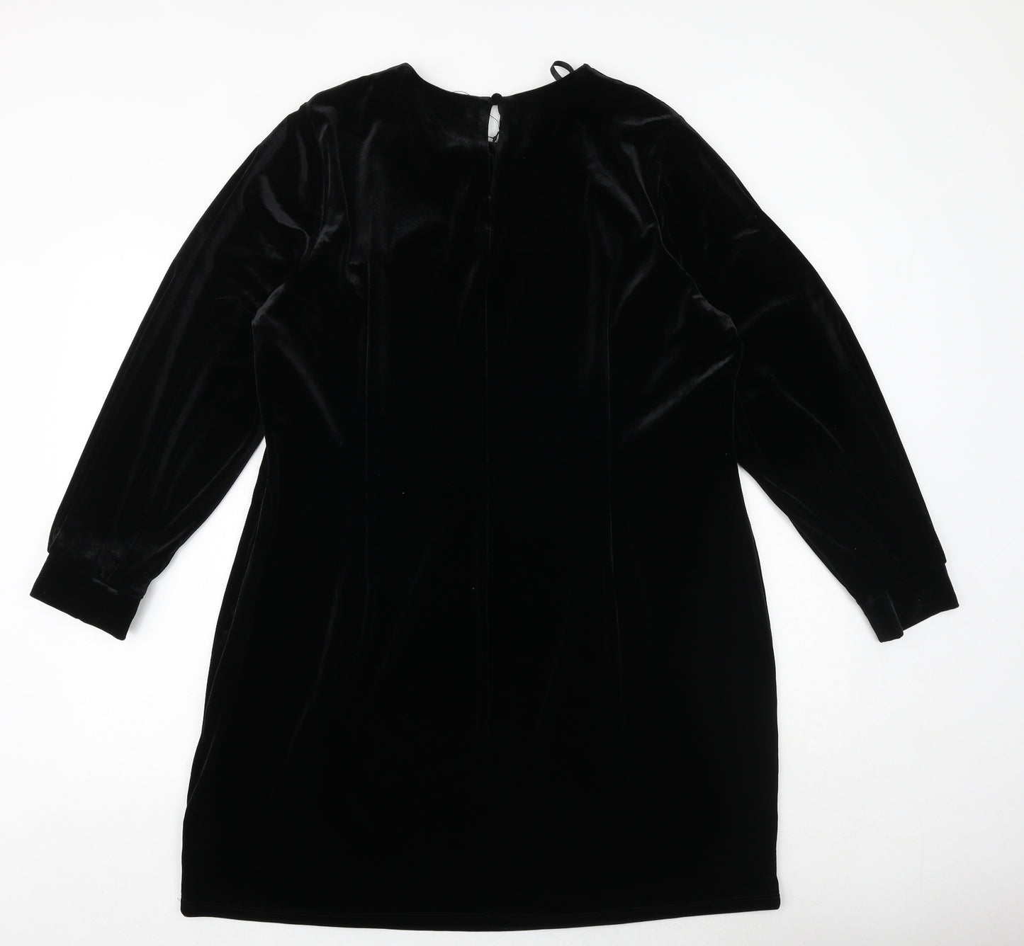 Marks and Spencer Womens Black Polyester A-Line Size 18 Round Neck Zip