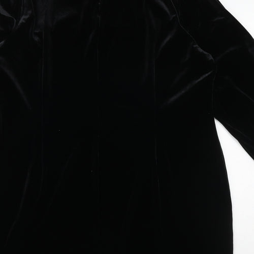 Marks and Spencer Womens Black Polyester A-Line Size 18 Round Neck Zip