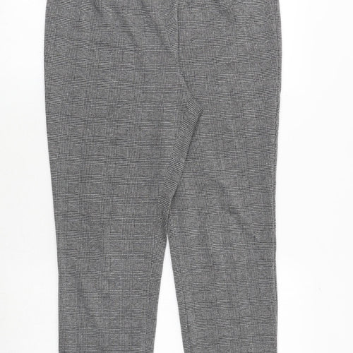 Marks and Spencer Womens Grey Plaid Polyester Trousers Size 14 Regular