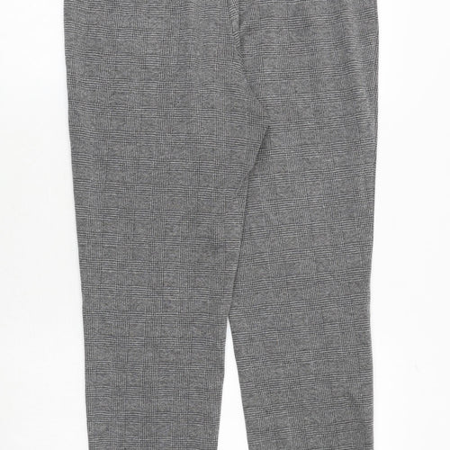 Marks and Spencer Womens Grey Plaid Polyester Trousers Size 14 Regular