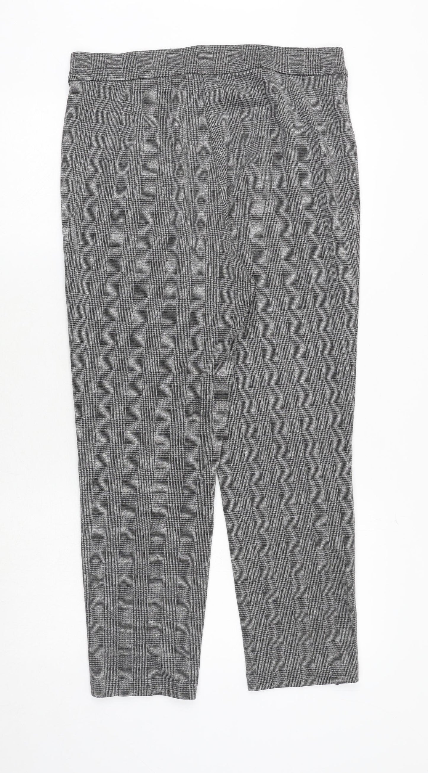 Marks and Spencer Womens Grey Plaid Polyester Trousers Size 14 Regular
