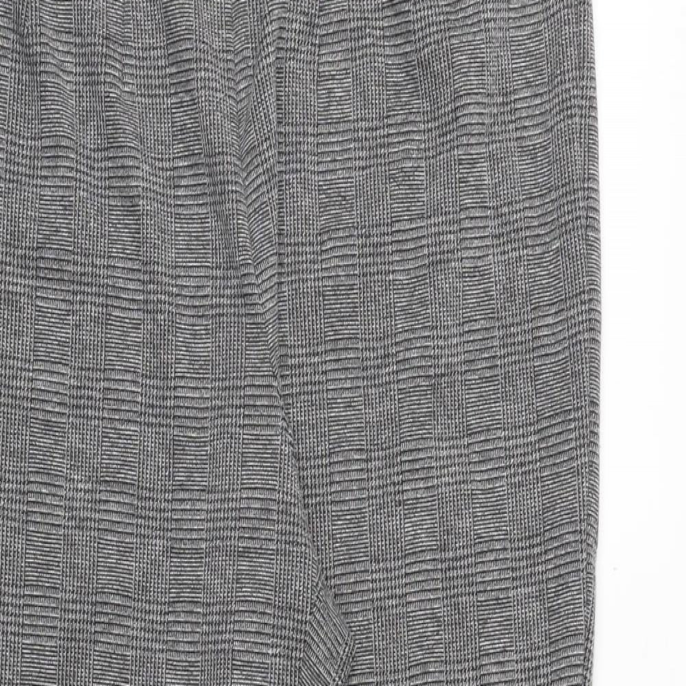 Marks and Spencer Womens Grey Plaid Polyester Trousers Size 14 Regular