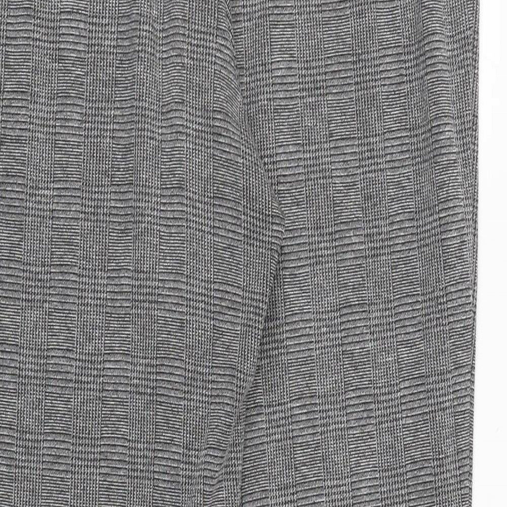 Marks and Spencer Womens Grey Plaid Polyester Trousers Size 14 Regular