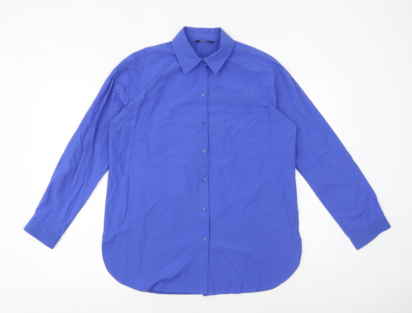 Select Womens Blue Cotton Basic Button-Up Size 10 Collared