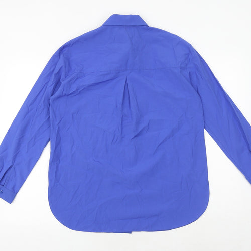 Select Womens Blue Cotton Basic Button-Up Size 10 Collared