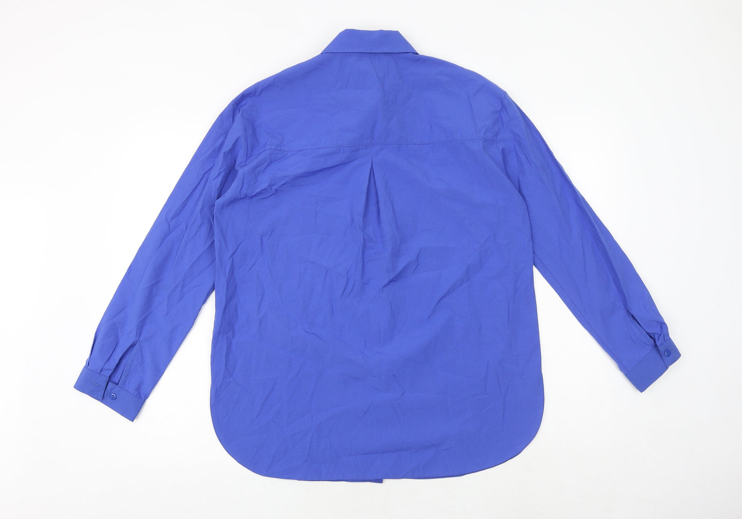 Select Womens Blue Cotton Basic Button-Up Size 10 Collared