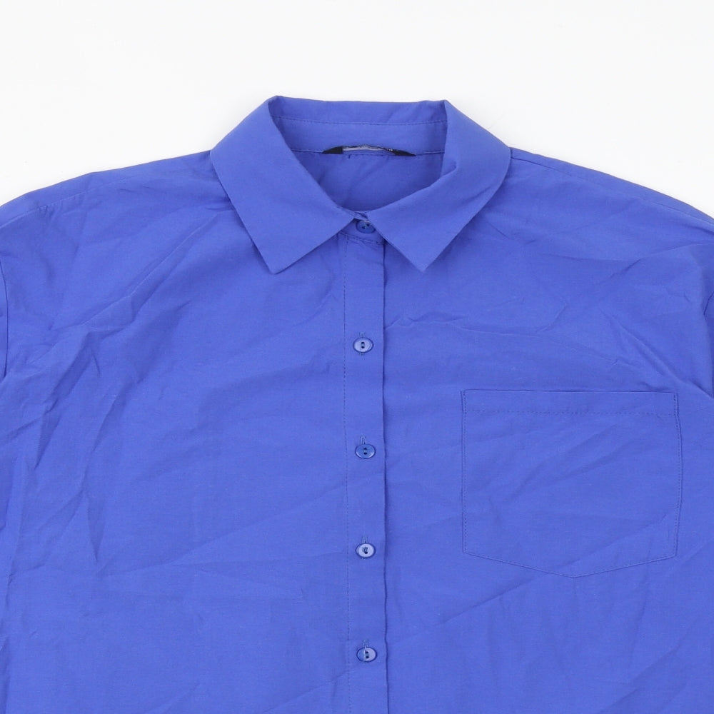 Select Womens Blue Cotton Basic Button-Up Size 10 Collared