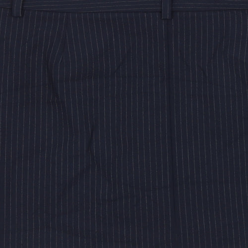 Marks and Spencer Womens Blue Striped Polyester A-Line Skirt Size 14 Zip