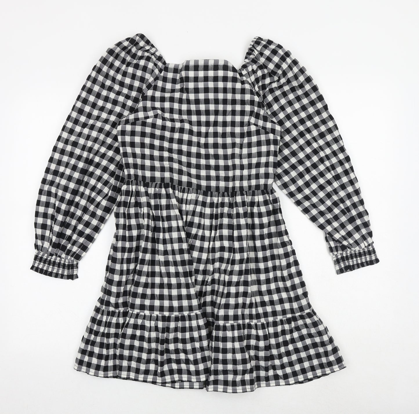 Marks and Spencer Girls Black Check Polyester A-Line Size 11-12 Years Square Neck Pullover