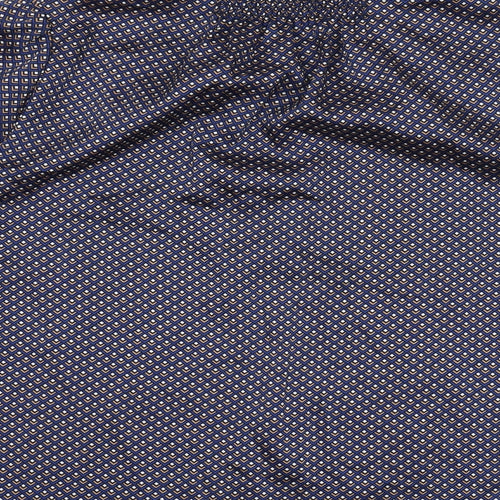 Marks and Spencer Womens Blue Geometric Polyester Basic Blouse Size 14 V-Neck
