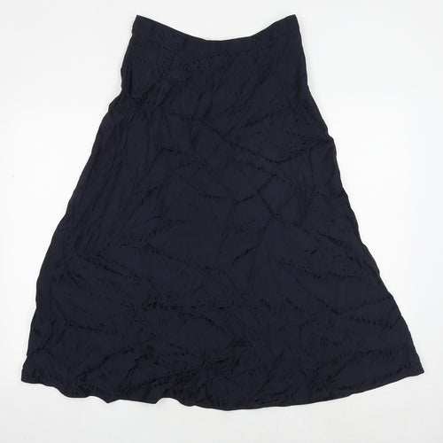 Marks and Spencer Womens Blue Geometric Viscose Swing Skirt Size 10 Zip