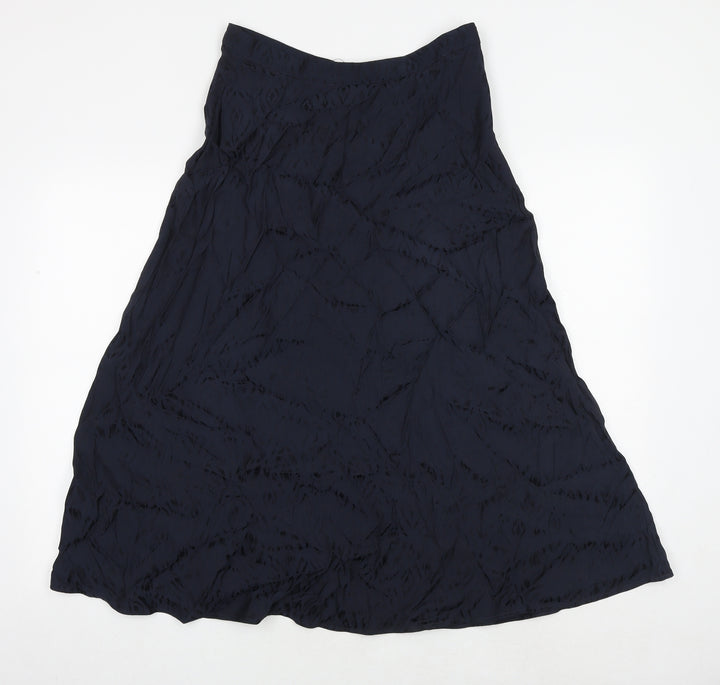 Marks and Spencer Womens Blue Geometric Viscose Swing Skirt Size 10 Zip