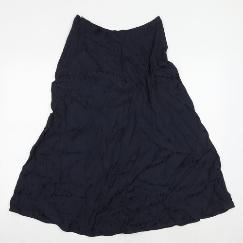 Marks and Spencer Womens Blue Geometric Viscose Swing Skirt Size 10 Zip