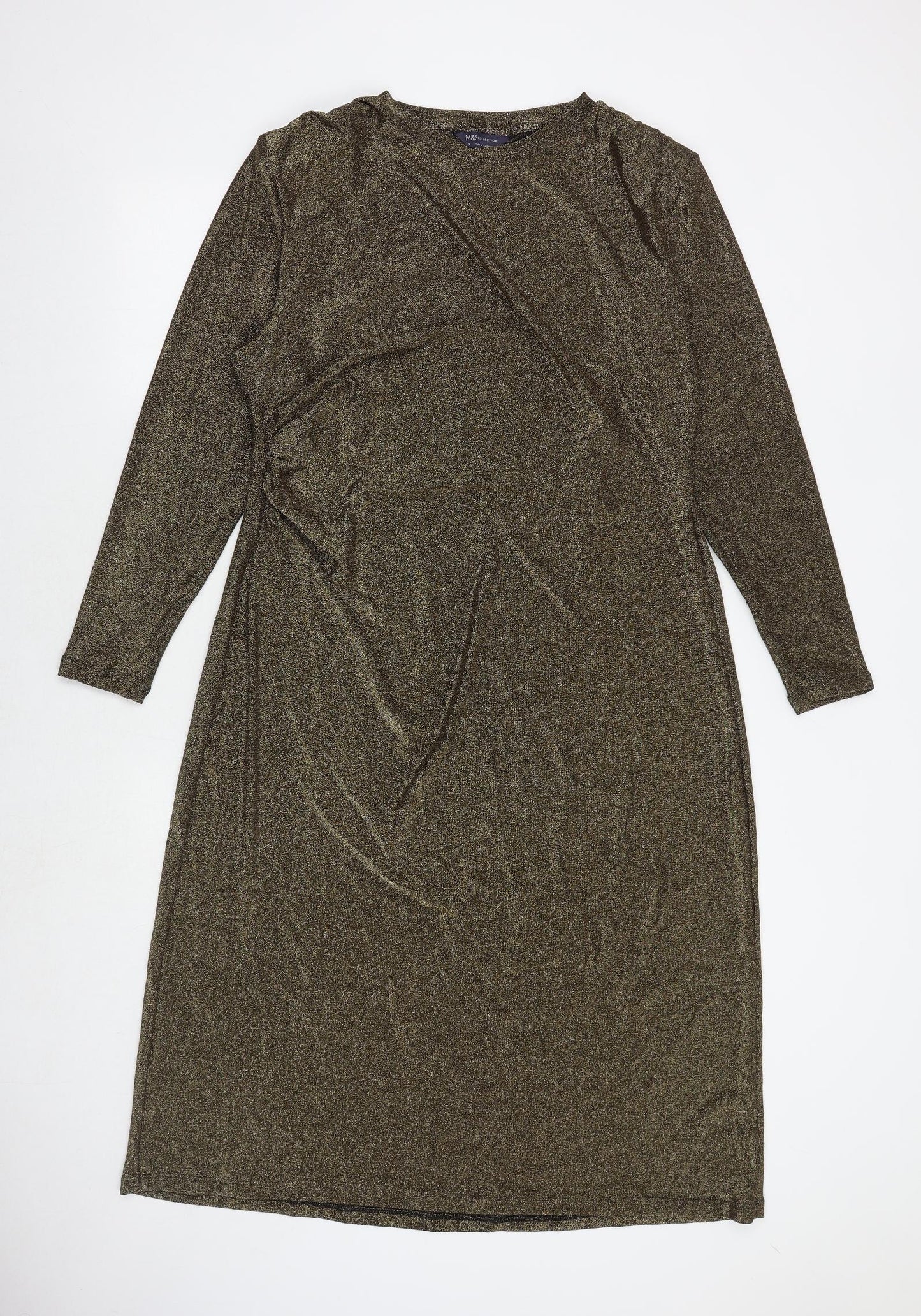 Marks and Spencer Womens Gold Polyamide A-Line Size 18 Round Neck Pullover