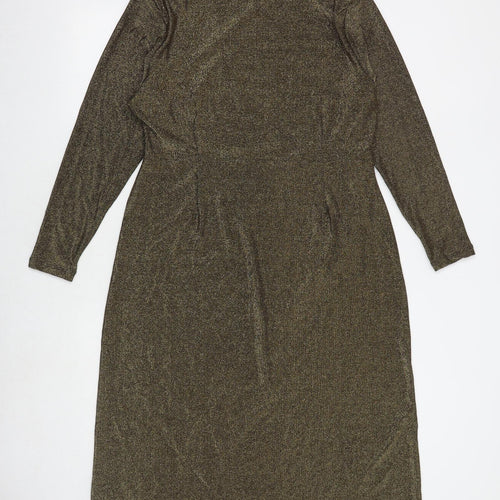 Marks and Spencer Womens Gold Polyamide A-Line Size 18 Round Neck Pullover