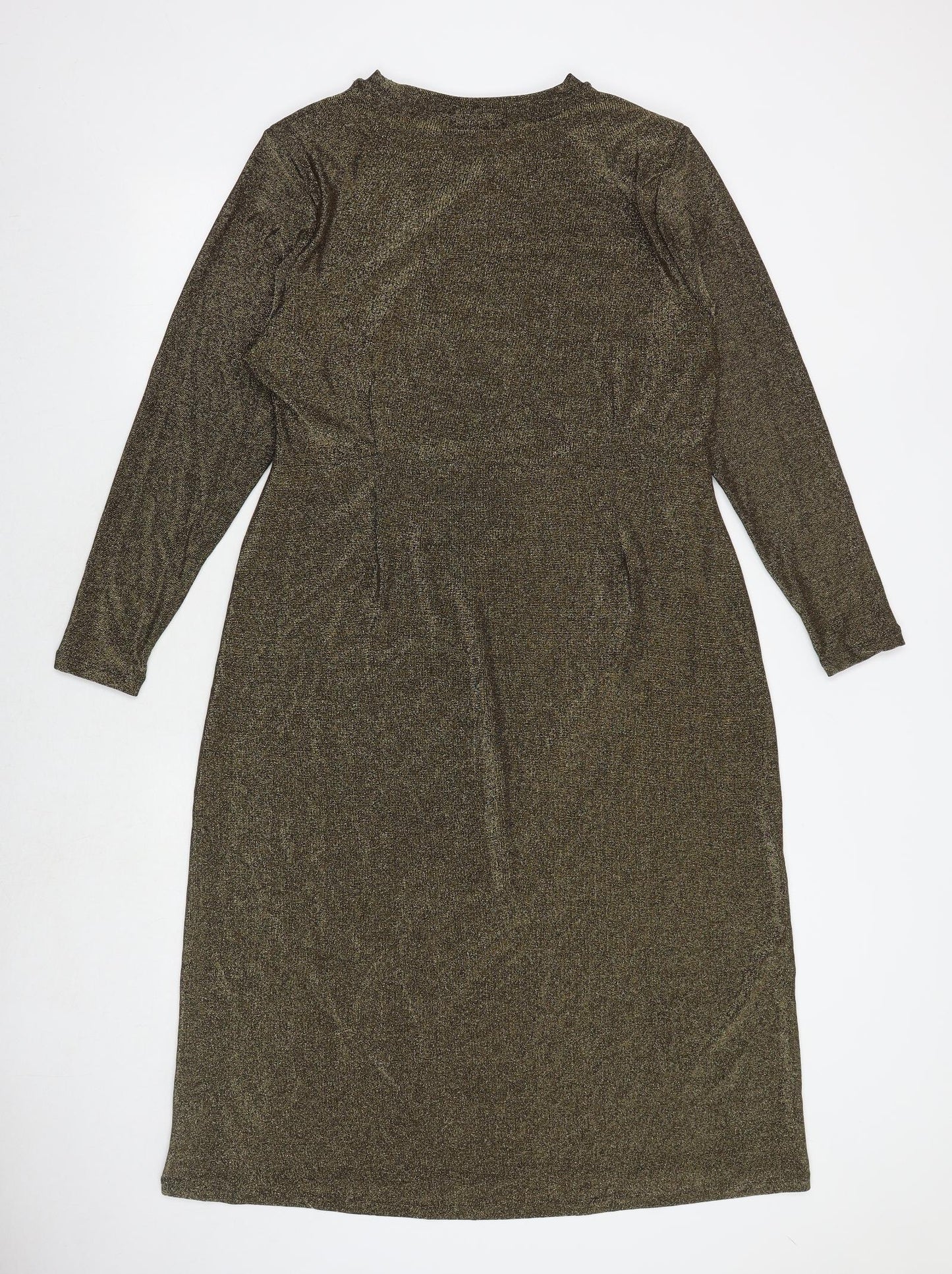 Marks and Spencer Womens Gold Polyamide A-Line Size 18 Round Neck Pullover