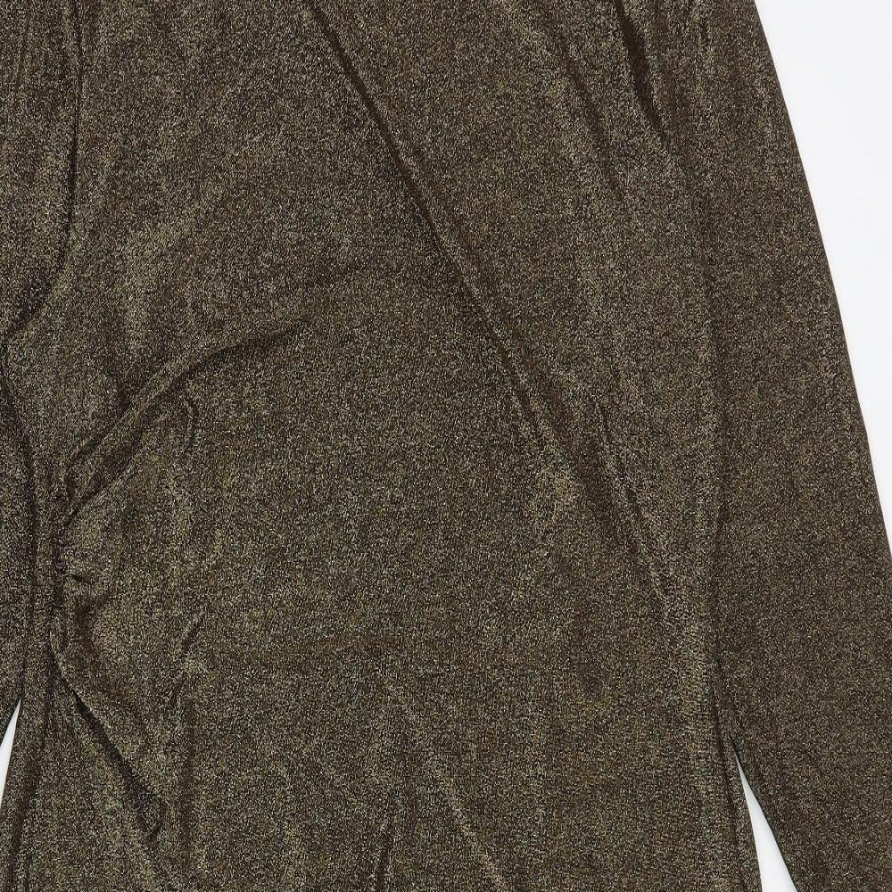 Marks and Spencer Womens Gold Polyamide A-Line Size 18 Round Neck Pullover