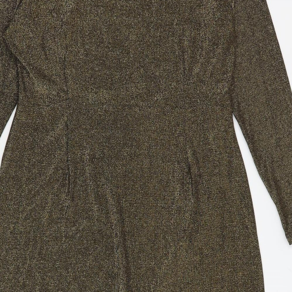 Marks and Spencer Womens Gold Polyamide A-Line Size 18 Round Neck Pullover