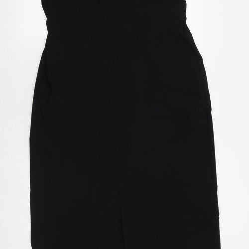 Marks and Spencer Womens Black Viscose A-Line Size 18 Off the Shoulder Zip