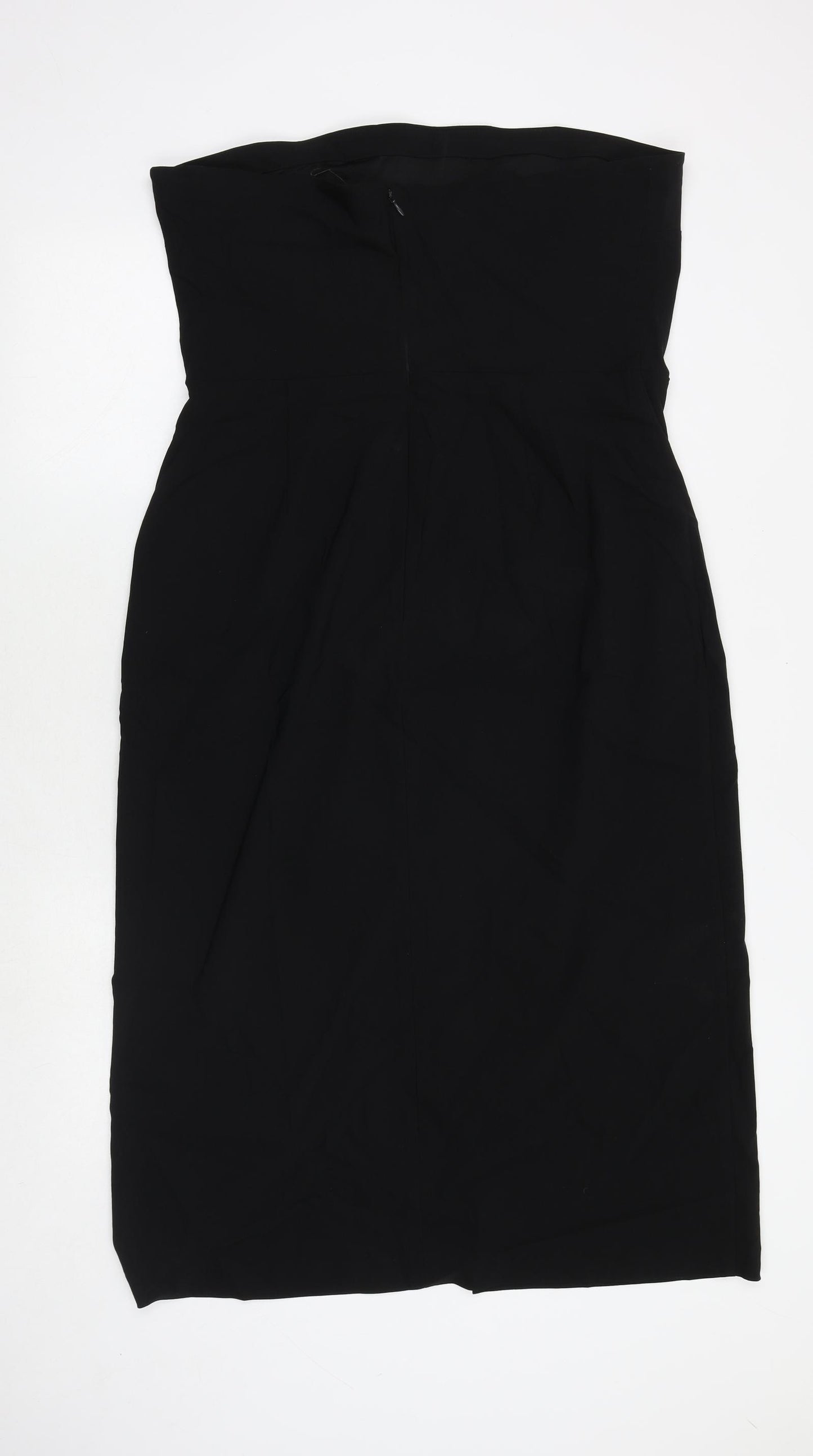 Marks and Spencer Womens Black Viscose A-Line Size 18 Off the Shoulder Zip